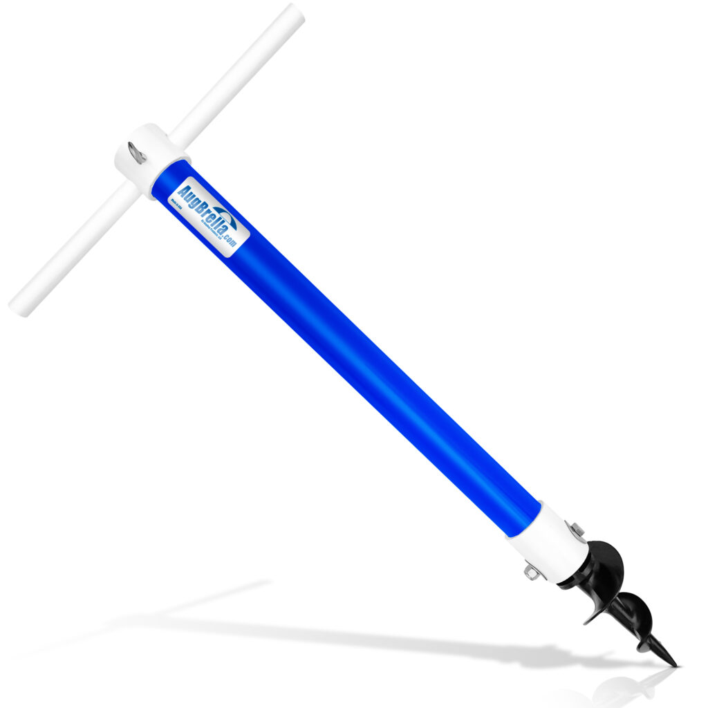 Photo of the beach beach umbrella anchor for sand. The AugBrella Commercial Anchor