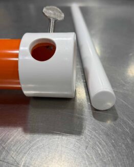 Photo of orange augbrella with handle for reference purposes