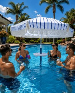 Relaxation Station Luxury Swimming Pool w/ Optional Table Stools
