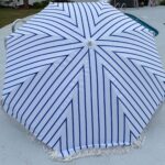 Striped White and Blue with Tassel Umbrella for Beach - Relaxation Station - Boat Table