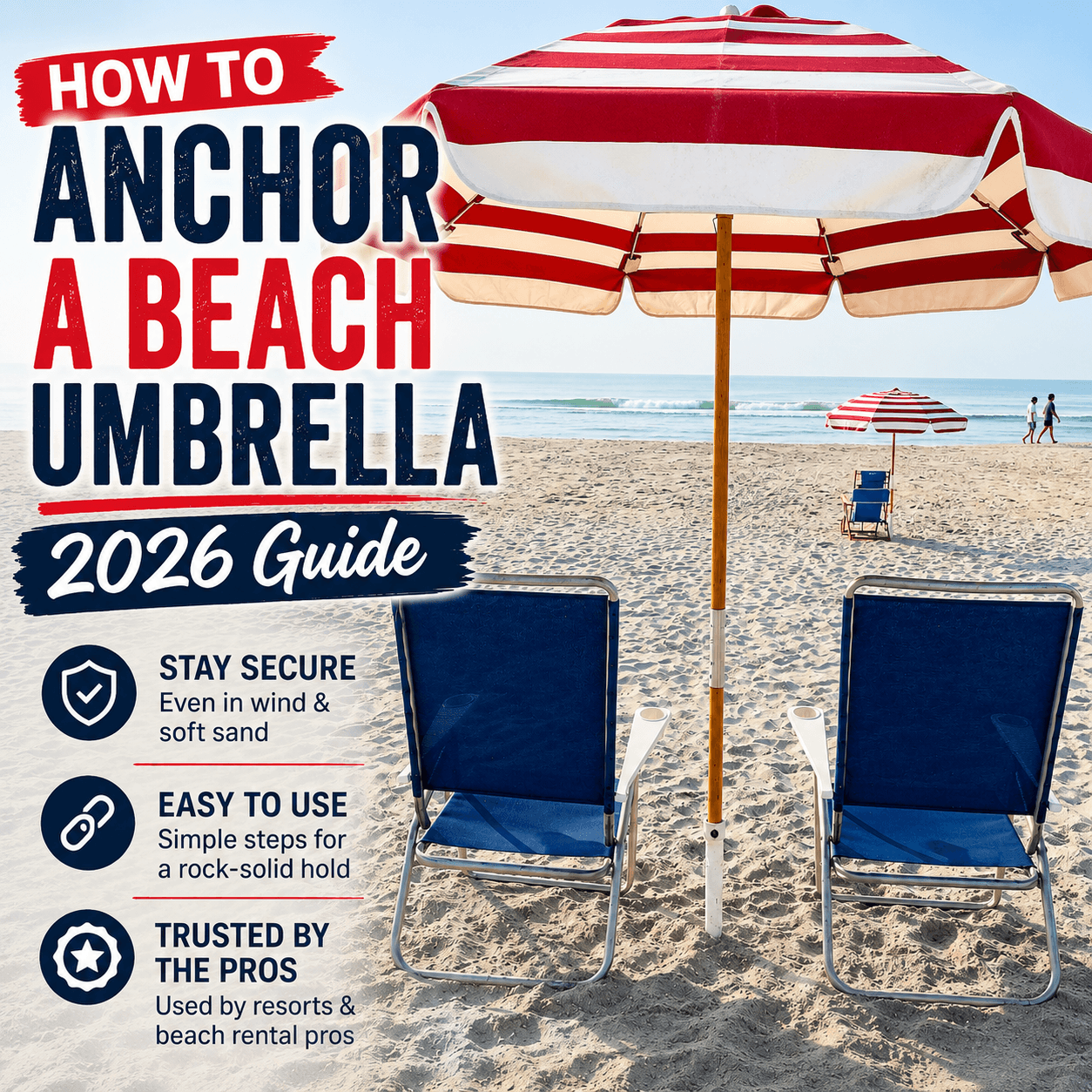 How to anchor a beach umbrella 2026 photo showing umbrellas and chairs at the beach