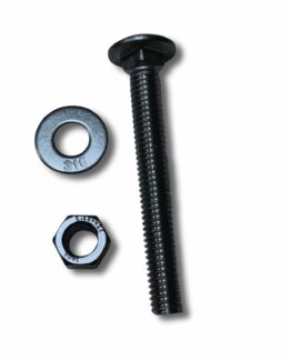 photo of stainless steel carriage bolt, washer and nut in 316 stainless steel
