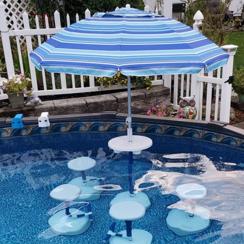 Swimming pool table in above ground pool relaxation station vinyl liner